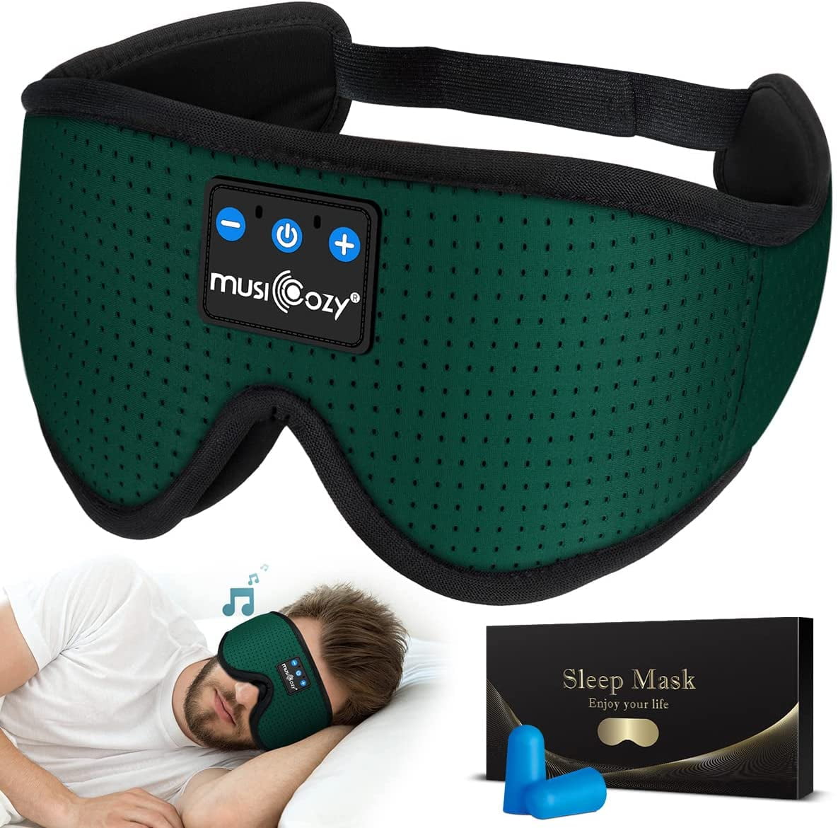 MUSICOZY Sleep Headphones Breathable Bluetooth Head 3D Sleeping Headphones Music Eye Mask Sleep Earbuds