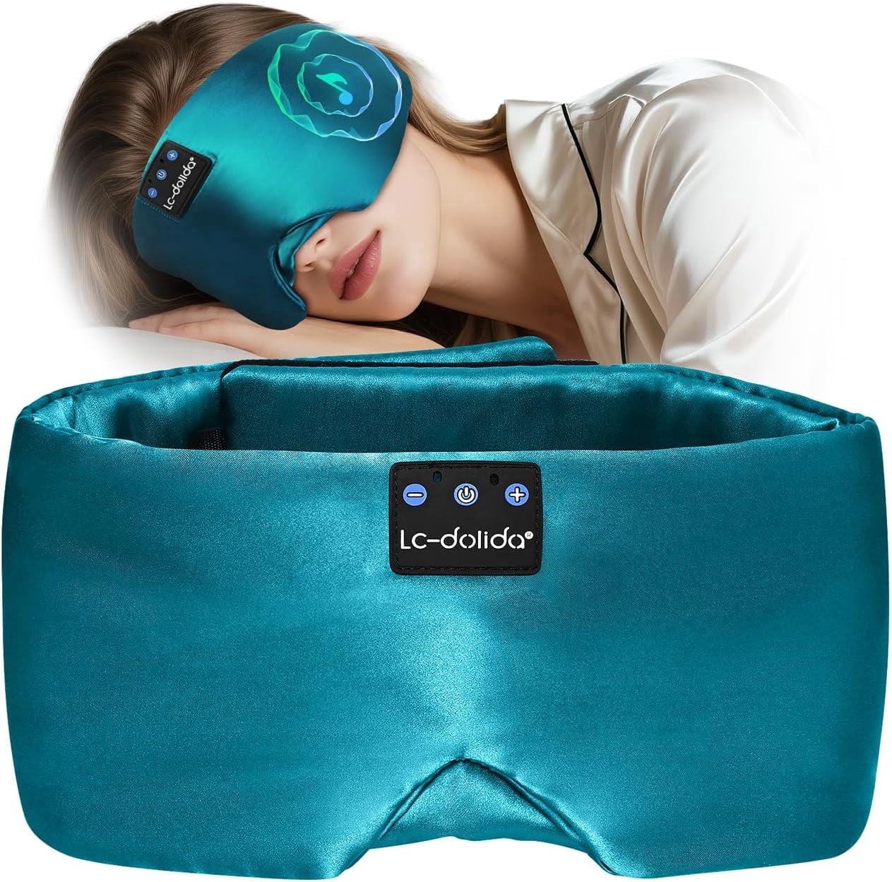 MUSICOZY 3D Sleep Mask with Bluetooth Headphones, Ice Silk Sleep