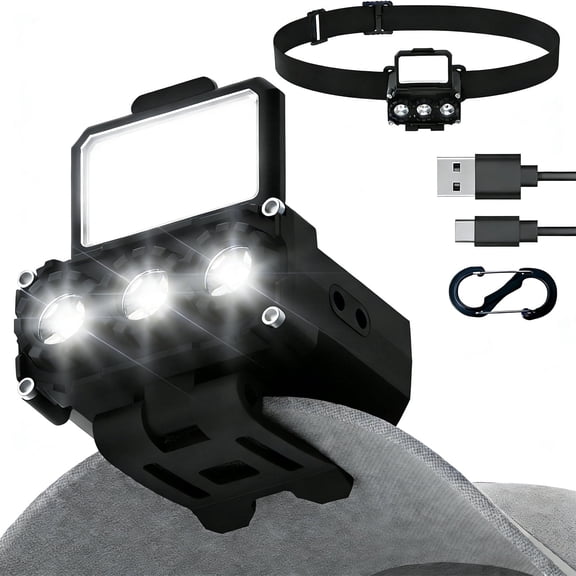 MUSICOZY Ultra Bright Head Lamp LED,1000 LM Rechargeable Clip-on Cap Lights,Smart Gesture Control,90° Adjustable Hands-Free Hat Flashlight Headlamp Waterproof for Running, Camping, Hunting, Cycling