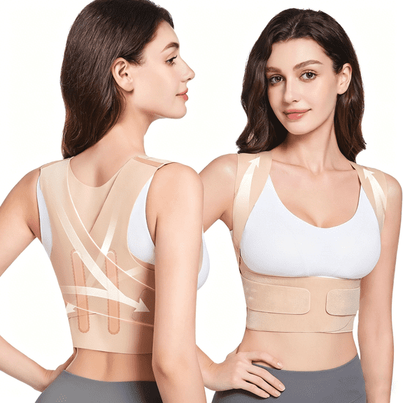 MUSICOZY Upgraded Invisible Back Brace Posture Corrector for Women, Invisible and Lightweight Back Support for Neck, Shoulder, and Upper Back Pain Relief Improves Posture, Corrects Hunchback Medium