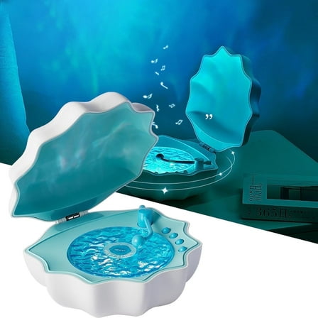 MUSICOZY Waves Vinyl Bluetooth Speaker with Mood Lamp, Shell Ocean Wave Projector Light, 7 Colors Waves Night Light for Bedroom Living Office (Blue)