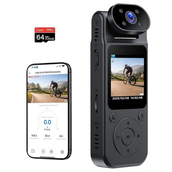 MUSICOZY WiFi Body Camera 2.5K Mini Body Cam with Audio and Video Recording, Portable HD Bodycam with 180° Rotation, 180° IR Night Vision, Personal Magnetic Pocket Camera for Travel, Motion Detection