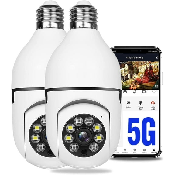 MUSICOZY Wireless WiFi Light Bulb 1080P Security Cameras Wireless Outdoor,360 Degree Indoor Light Socket Security Cameras for Home Security with 2-Way Audio,Smart Motion Detection Cameras(2PC)