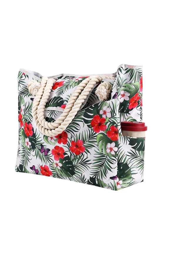 Beach Bags for Women Large Waterproof Sandproof Canvas Tote Bag Zipper Shoulder Travel Bag