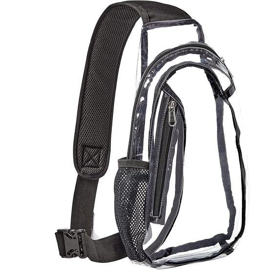 MUSOIE Clear Sling Bag for Stadium Events Crossbody Travel Backpack Casual Chest Daypack