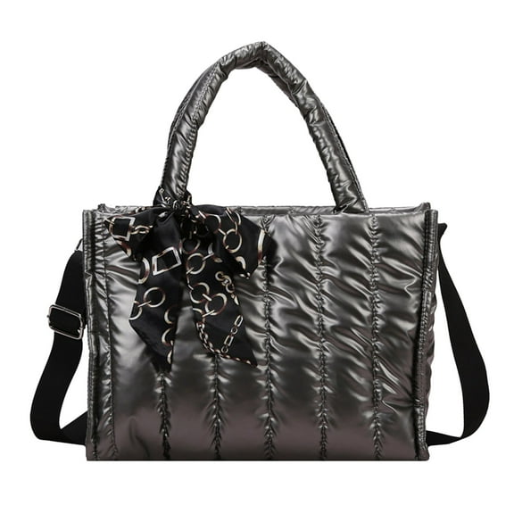 MUSOIE Crossbody Bag for Women Quilted Tote Bag Puffy Weekender Overnight Bag Nylon Shoulder Handbag