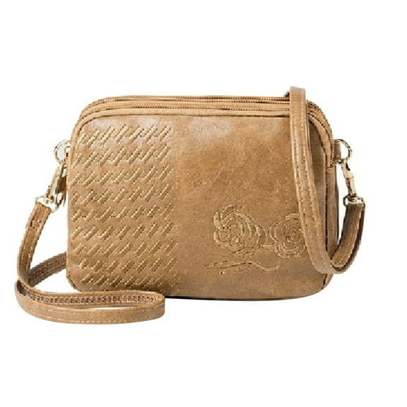 MUSOIE Crossbody Bags for Women Floral Embroidery Purses Multi-Pocket Handbag Messenger Shoulder Bag