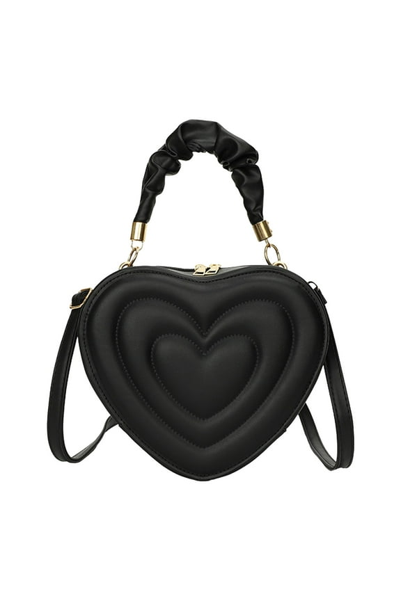 Heart Shape Satchel Crossbody Purse for women Zip Around Shoulder Bag Vegan Leather Handbags