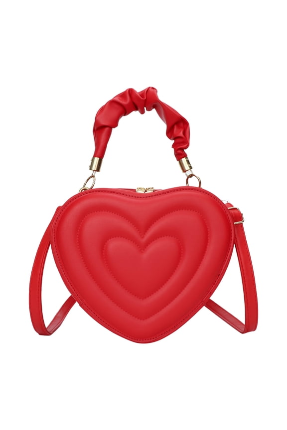 Heart Shape Satchel Crossbody Purse for women Zip Around Shoulder Bag Vegan Leather Handbags
