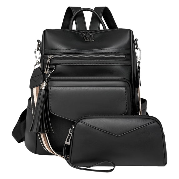 MUSOIE Laptop Backpack Purse for Women Large Capacity PU Leather Travel Daypack Shoulder Bags