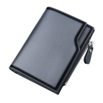 MUSOIE Mens Wallet Zipper RFID Card Holders Zip Coin Pocket Bifold Wallets for Men with ID Window