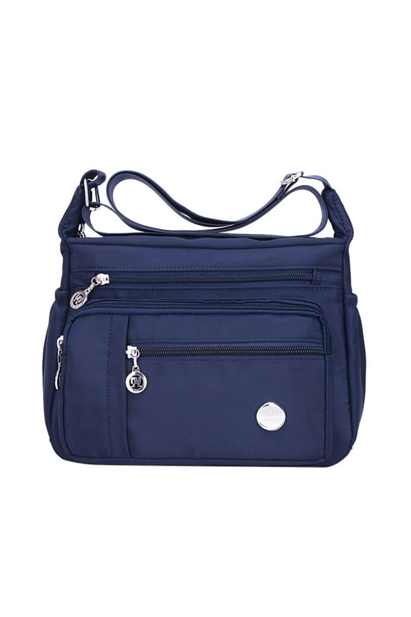 Multi-Pocket Shoulder Handbag Water-Resistant Nylon Crossbody Bag Large Purses Messenger Bag