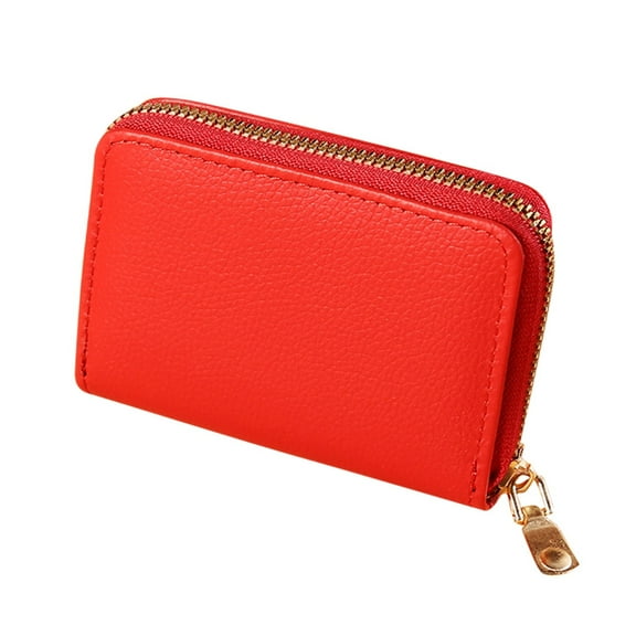 MUSOIE RFID Credit Card Holder Womens Card Case Vegan Leather Wallet Zipper Business Card Holder