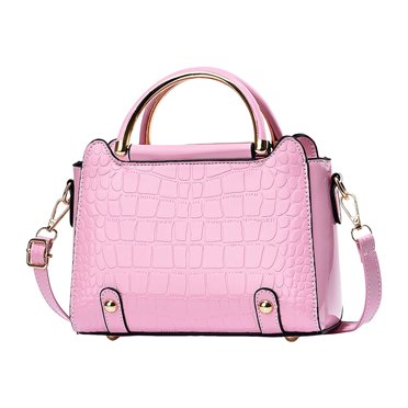 Women's Vintage Crocodile Pattern Clutch Tote - Faux Patent Leather Crossbody Bag With Detachable Strap