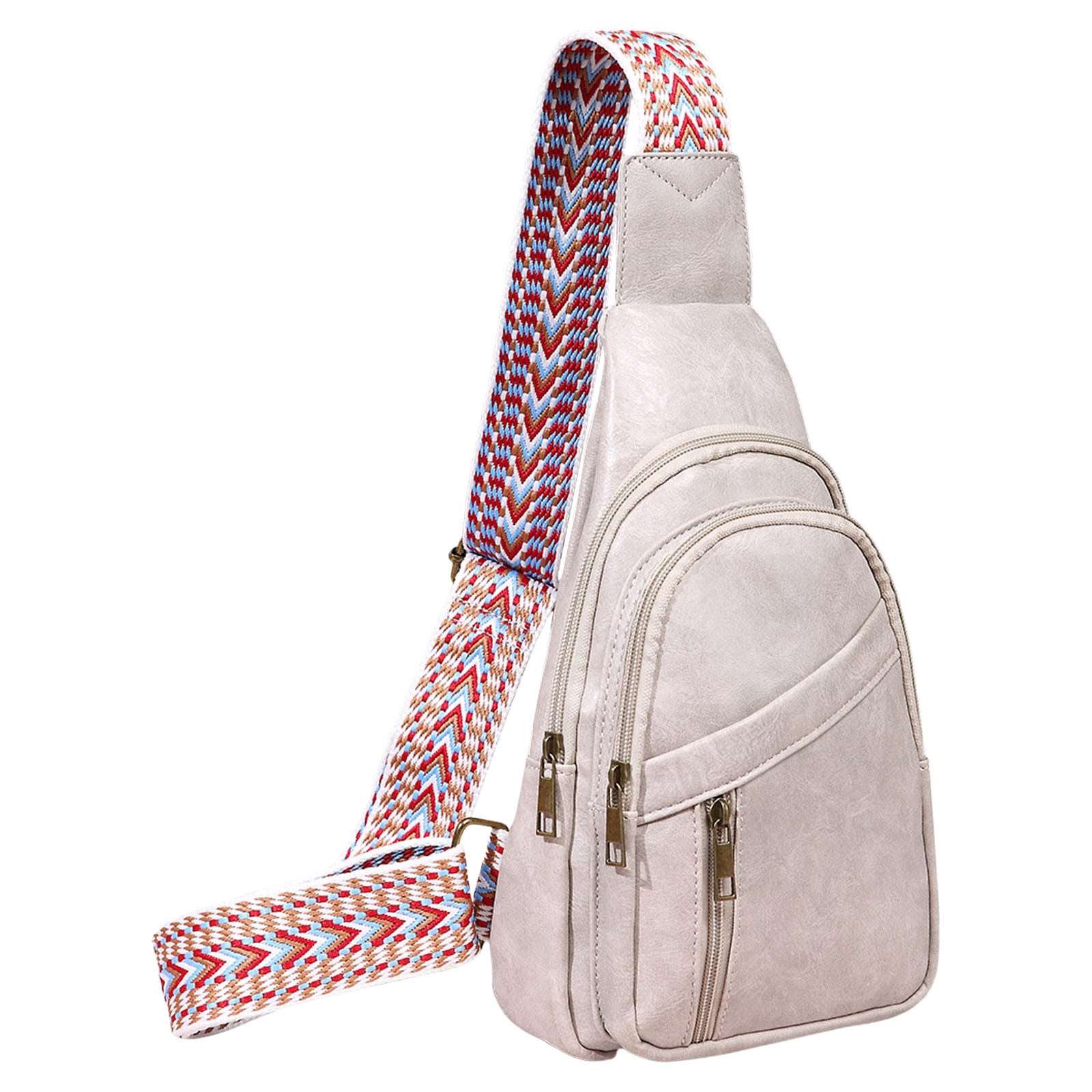 RNIEGA Small Sling Bag For Women - Vegan Leather Crossbody Fanny Pack With Adjustable Guitar Strap, Multiple Pockets