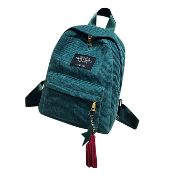 MUSOIE Small Backpack Purse for Women Travel Vintage Corduroy Casual Daypack Laptop Bag with Tassel