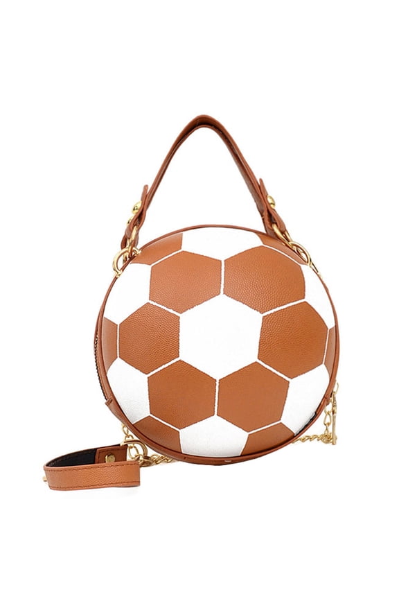 Soccer Ball Shaped Cross Body Bag for Women Round Handbag PU Leather Shoulder Bag Purses