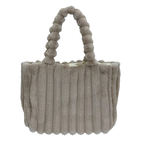MUSOIE Soft Furry Large Shoulder Tote Bag for Women Plush Handbag and Purse Plush Handle Bag