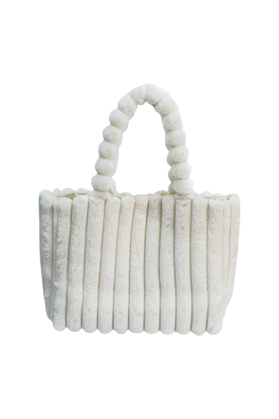 Soft Furry Large Shoulder Tote Bag for Women Plush Handbag and Purse Plush Handle Bag