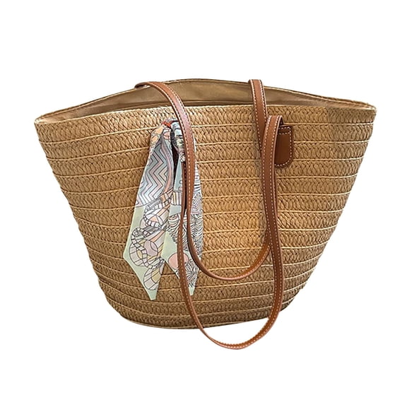 MUSOIE Straw Bags for Women Travel Straw Totes Bag Summer Beach Woven Handmade Shoulder Bag Handbag