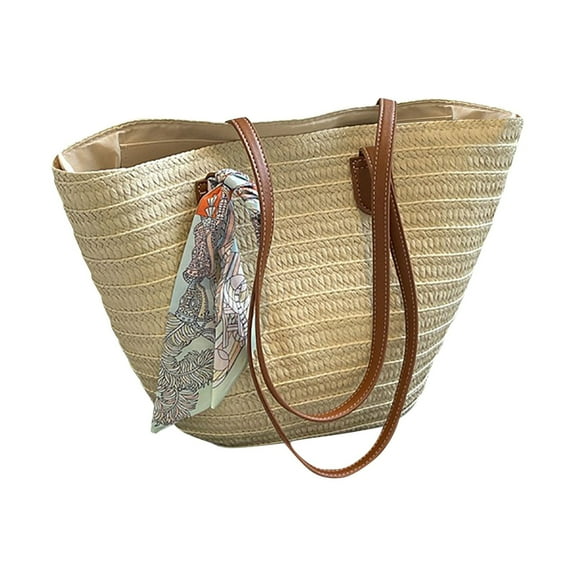 MUSOIE Straw Bags for Women Travel Straw Totes Bag Summer Beach Woven Handmade Shoulder Bag Handbag
