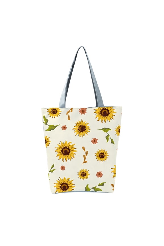 Tote Bag for Women Large Sunflower Print Shoulder Bags with Zipper Canvas Handbag with Pocket