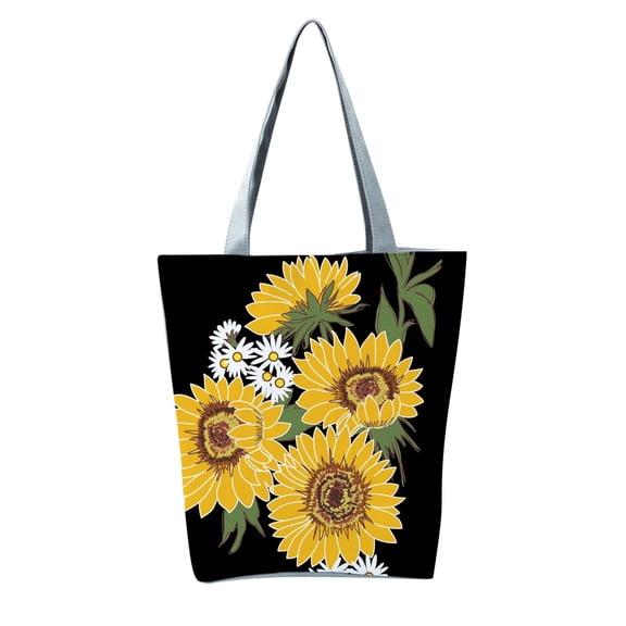 MUSOIE Tote Bag for Women Large Sunflower Print Shoulder Bags with Zipper Canvas Handbag with Pocket