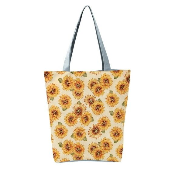 MUSOIE Tote Bag for Women Large Sunflower Print Shoulder Bags with Zipper Canvas Handbag with Pocket