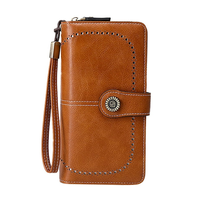 MUSOIE Wallets for Women Vegan Leather Credit Card Holder with RFID Blocking Large Capacity Wristlet