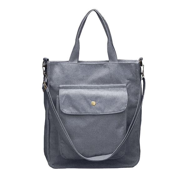 MUSOIE Women Corduroy Tote Bag Large Shoulder Tote Bag with Zipper Pocket Handbag Shopping Work Bag