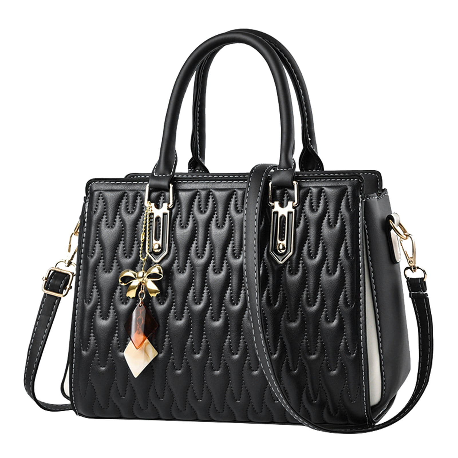 Downupdown Women's Genuine Leather Tote Bag - 3D Floral, Hand Woven Strap, Crossbody/Shoulder - View #10