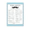 thumbnail image 1 of MUSTACHE Baby Shower Game — BABY TRIVIA Games — Pack of 25 — Fun Baby Facts Games, BABY BOY Trivia Baby Shower Activity, Blue, Little Man is on the way Theme Baby Shower Games G855-TRV, 1 of 4