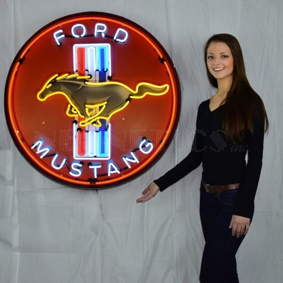 MUSTANG RED NEON SIGN IN 36 STEEL CAN 9MUSTB