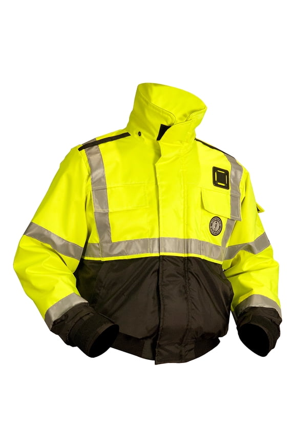Mustang ANSI High Vis Flotation Bomber Jacket - Fluorescent Yellow/Green/Black - Medium