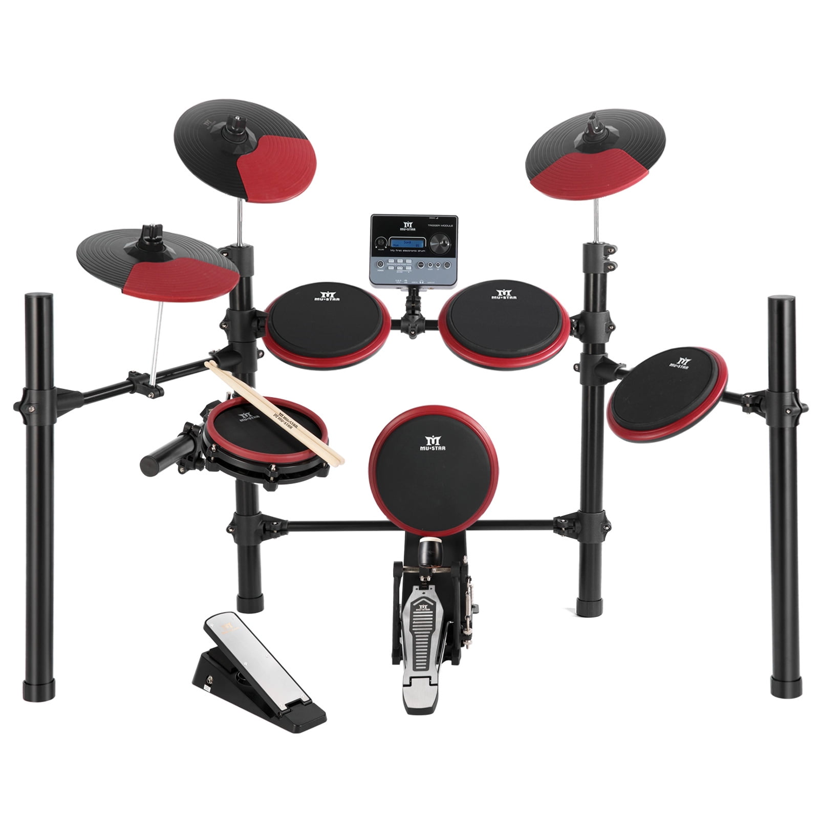 MUSTAR 10 Piece Electronic Drum Set with 225 Sounds,8" Dual Zone Snare
