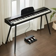MUSTAR 88 Key Piano Keyboard for Beginners, Portable Semi Weighted Electric Digital Piano with 3-Pedal Unit, Built-In Speakers, USB/MIDI Connecting Black
