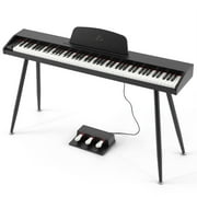 MUSTAR 88 Key Semi Weighted Digital Piano Electric Dual Keyboard with USB/MIDI,Triple Pedal,4 Legged Stands(Black)