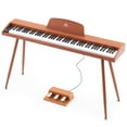 thumbnail image 1 of MUSTAR 88 Key Semi Weighted Digital Piano Electric Dual Keyboard with USB/MIDI,Triple Pedal,4 Legged Stands(Brown), 1 of 18