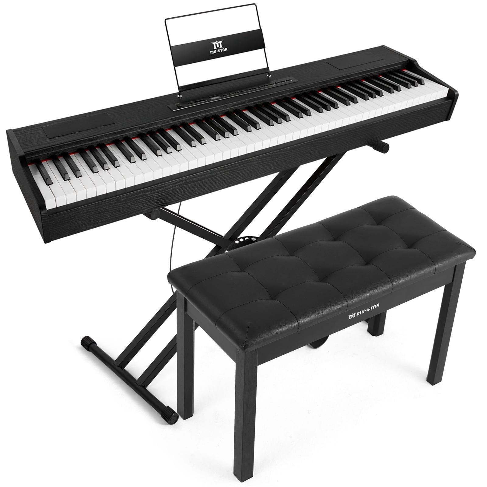 MUSTAR 88 Keys Full Size Weighted Hammer Action Digital Piano Electric Keyboard with MIDI,Stand,Sustain Pedal,Bench(Black)