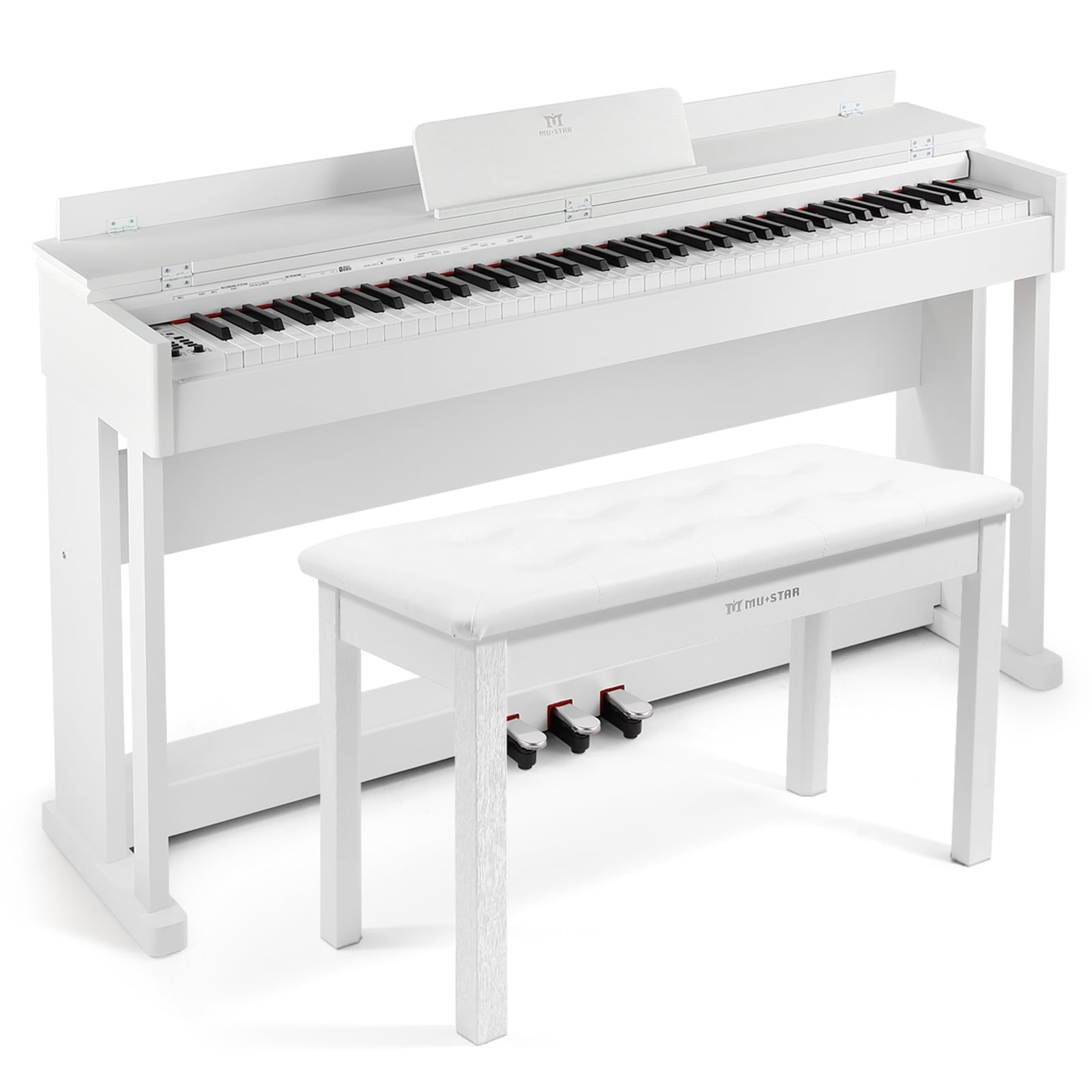 MUSTAR 88Keys Full Size Weighted Hammer Action Digital Piano Keyboards DREAM Source with 3 Pedal,Piano Bench(White)