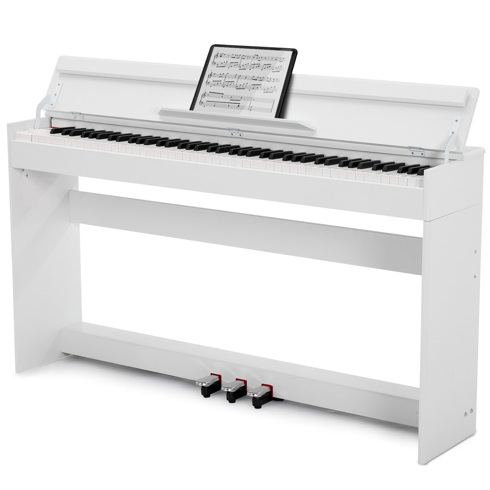 MUSTAR 88Keys Upright Fully Weighted Digital Piano Graded Hammer Action Electronic Keyboards with 3-Pedal for Beginners(White)