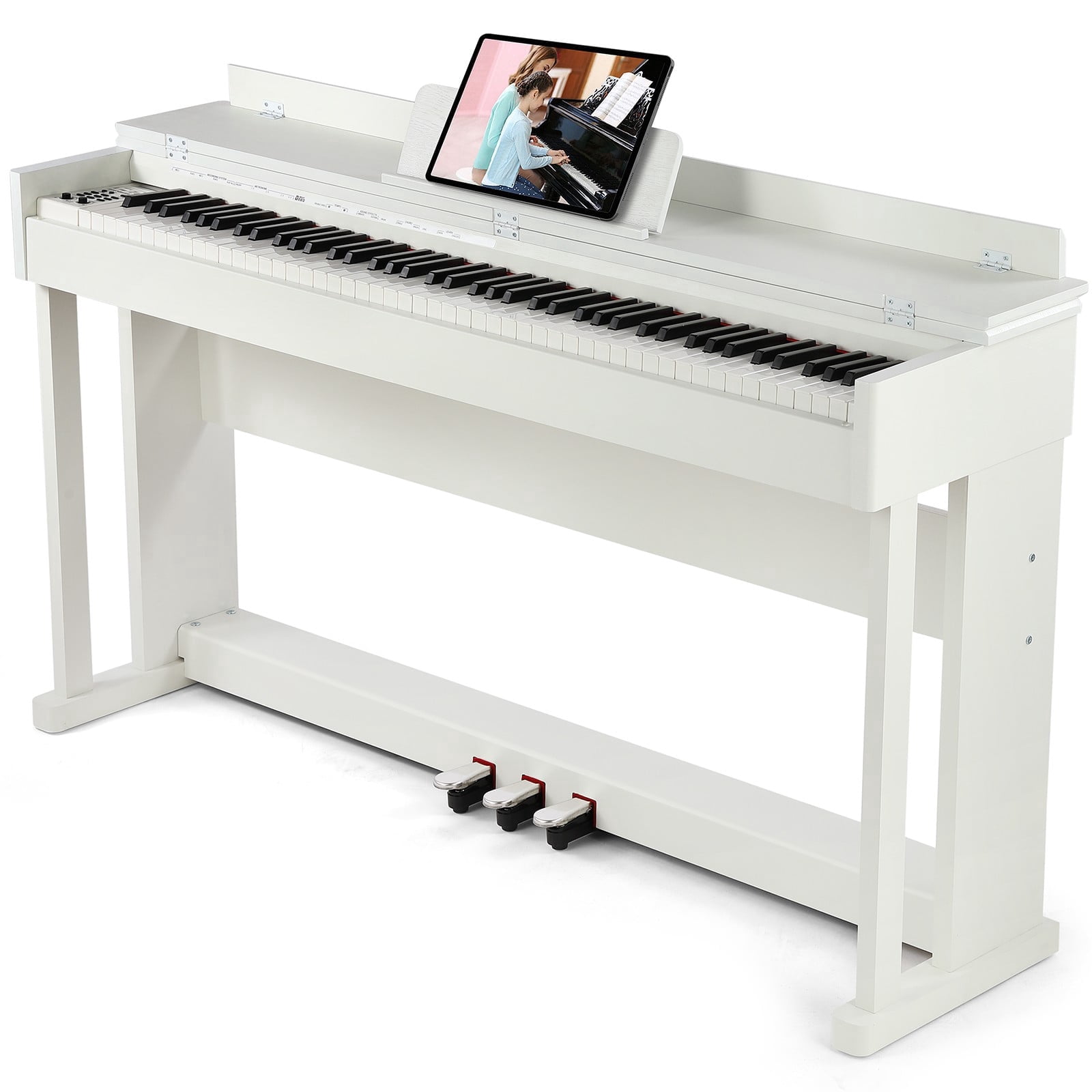 MUSTAR White 88Keys Full Size Weighted Hammer Action Digital Piano Keyboards DREAM Source with 3-Pedal