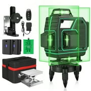 MUSTOOL 16 Lines Laser Level Self-Leveling Tool 4D Green Cross Beam Line with 2x3600mAh Lithium Battery Packs Remote Controller