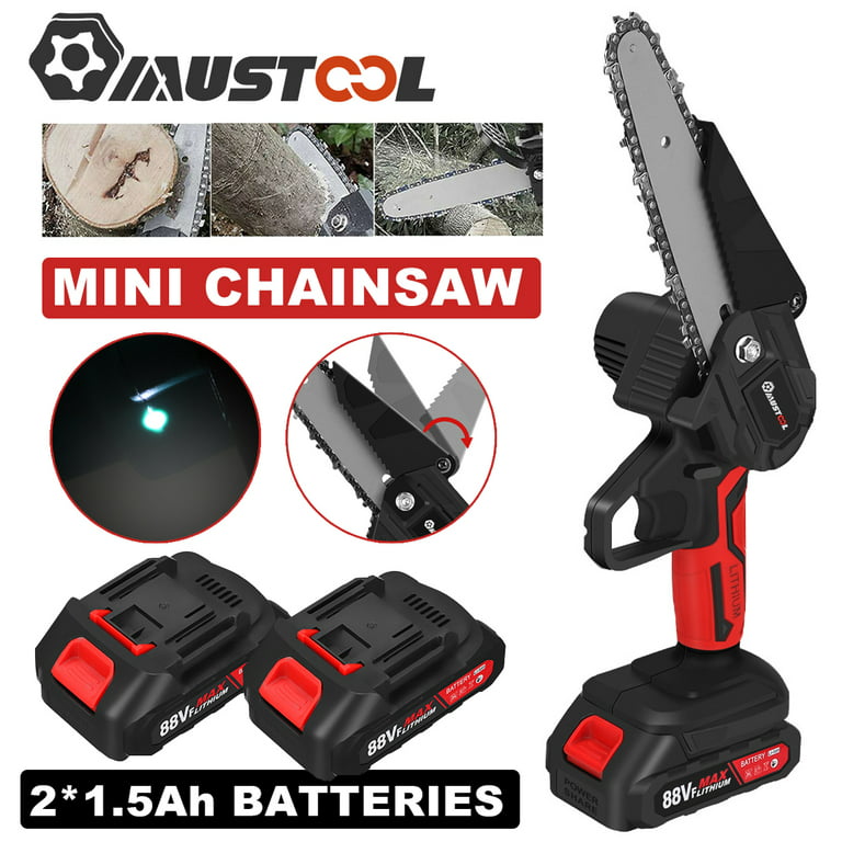 MUSTOOL 6-Inch Mini Eletric Cordless Chainsaw with 2x1500mAh
