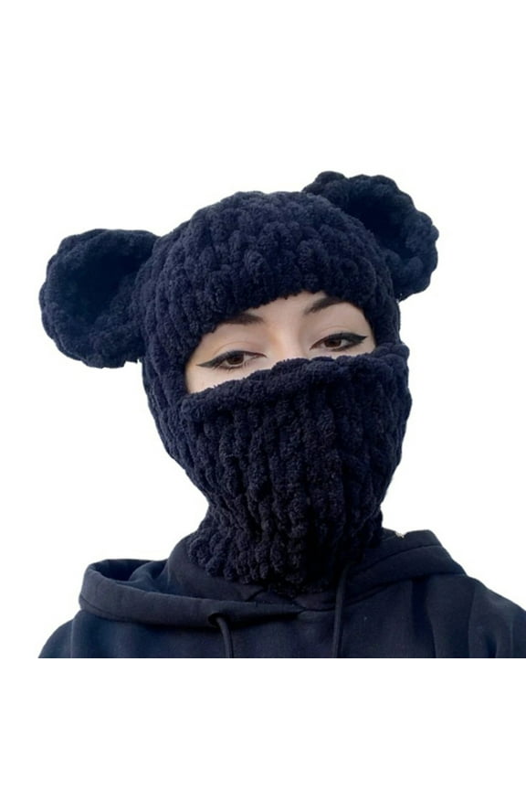 Bear Ear Balaclava Halloween Balaclava Bear Ear Hat Scarf Funny Hooded Beanie