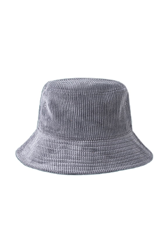 Ribbed Corduroy Velvet Bucket Hat Outdoor Sunscreen Winter Solid Fisherman Cap
