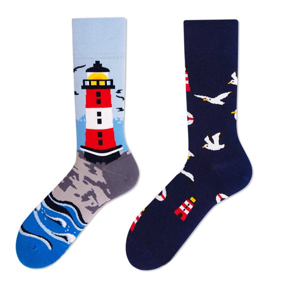 MUSUPER Unisex Couple Funny Crew Socks Novelty Harajuku AB Asymmetric Colorful Cartoon Pattern Jacquard Hip Hop Cotton Hosiery