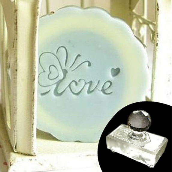 MUSUPER Valentines Day Clear Acrylic Handmade Soap Stamp Love Heart Rose Pattern Chapter