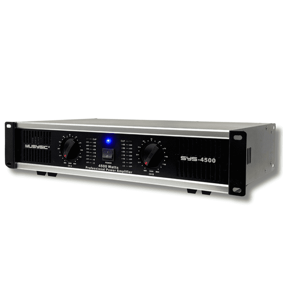 MUSYSIC SYS‑4500 Professional 2‑Channel Power Amplifier – 4500W Peak, ATR Technology, XLR and 1/4" Inputs, Speakon and Binding Post Outputs, 2U Rackmount