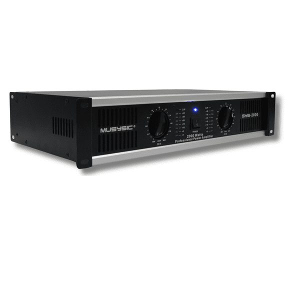 MUSYSIC 2 Channel Power Amplifier Distortion Free and Clear Sound - Professional 2U Chassis Rack Mount Amplifiers for DJs/Experts/Events w/ATR Technology/XLR and 1/4 Inch Inputs - 2000Watts